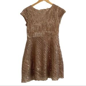 Zara Girls Casual Collection Metallic Rose Gold Sequins Size 11/12